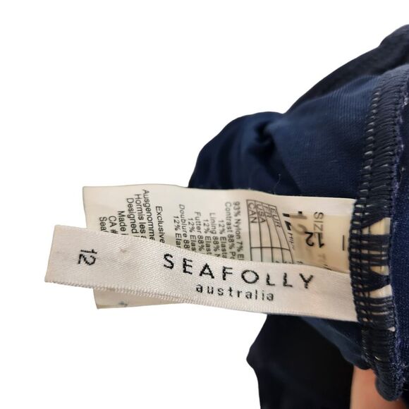 SEAFOLLY Swimsuit Womens US 8 Navy Blue Maillot Halter One Piece Swimsuit Beach - Picture 6 of 8